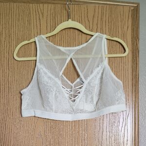 White Lace Bralette with Mesh Back